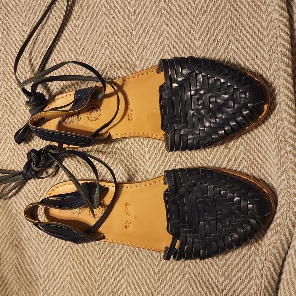 Blue lace up huaraches size 8